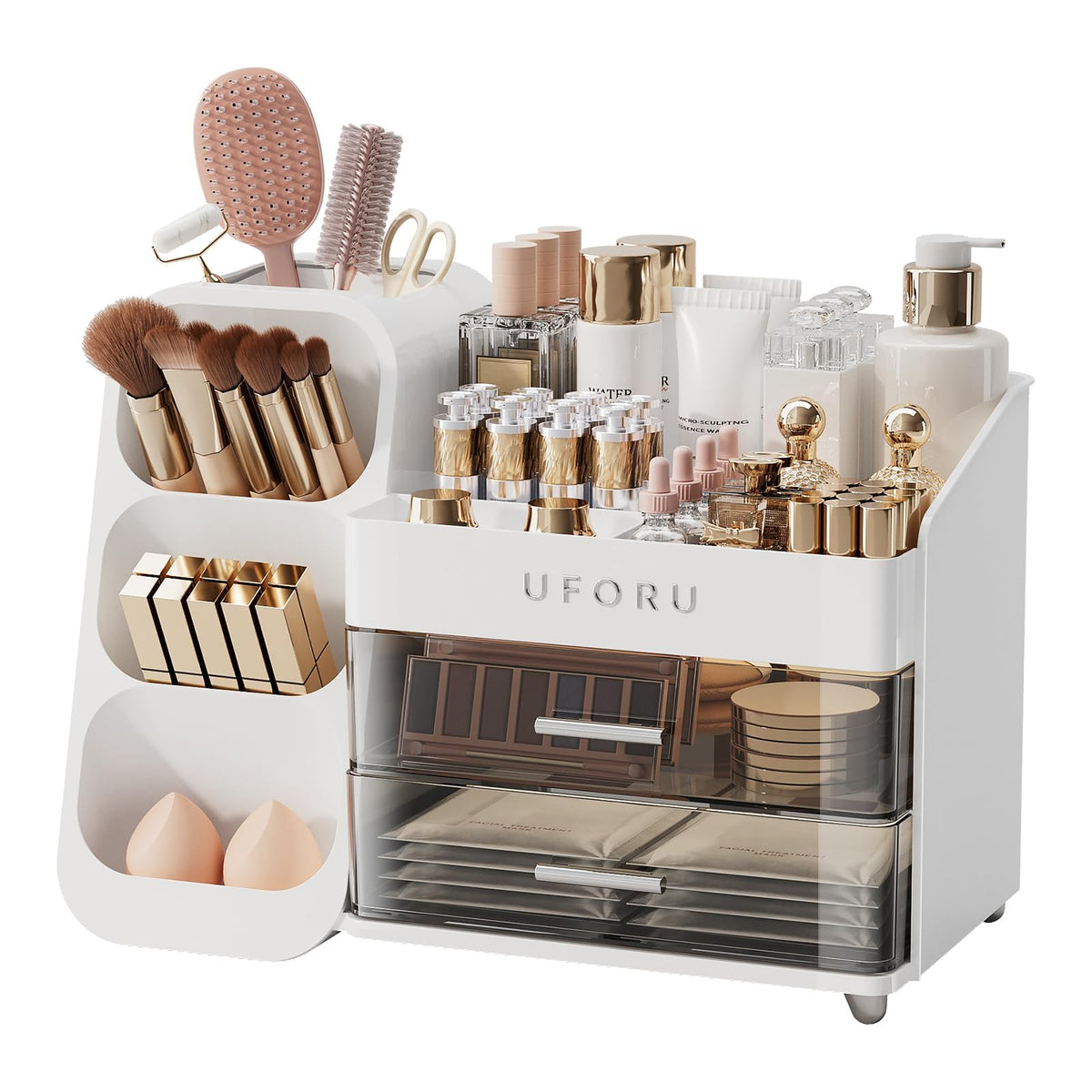 UFORU Makeup Organizer Countertop with Brush Holder for Vanity - Image 1
