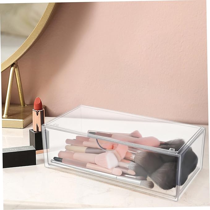Mikinona 3pcs Makeup Case Organizer Storage Box Dividers Brush Cotton Swab Holder Desk Vanity Nail Polish Lipstick Skincare Acrylic
