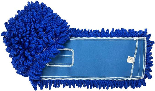 KLEEN HANDLER 24 Inch Microfiber Dust Mop, Medium Washable Commercial, Sweeper, Janitorial Head Replacement, Push Mop Broom, Blue