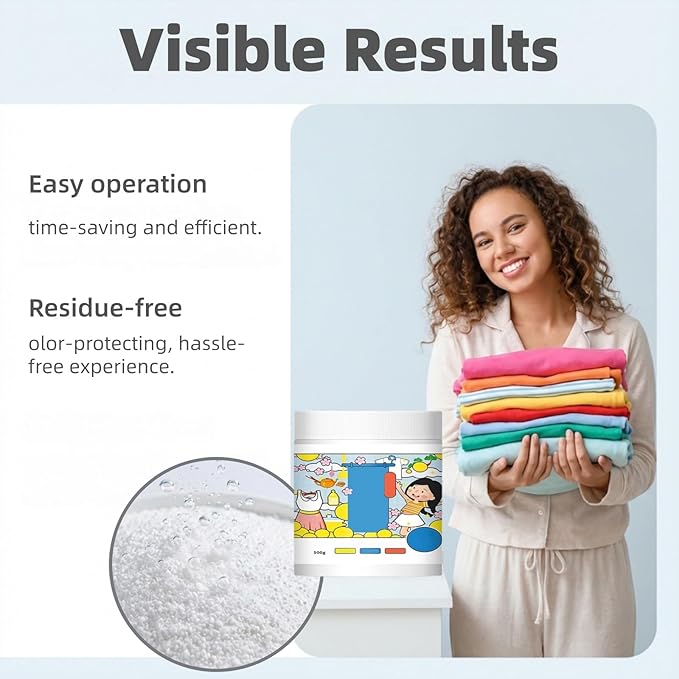 Oxygen Laundry Powder, 17.6 Oz Hyper Concentrated Strong Stain Remover Powder,Suitable for Color Protection of Clothing, and Capable of Removing Stubborn Stains Caused by Milk, Sweat, Oil, and Fruits
