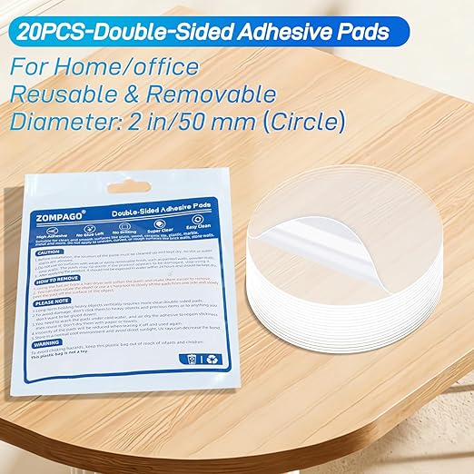20PCS Heavy Duty Double Sided Adhesive Mounting Circle Tape- Waterproof,Strong Adhesion,Clear, High Strength,No Residue Removability for Hanging,Wall Mounting, Home Decor,Adhesive for Shower