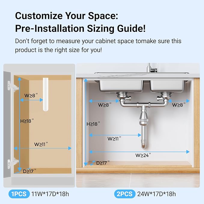 Pull-out Under Sink Organizer – Height Adjustable Metal Storage for Kitchen & Bathroom (White)