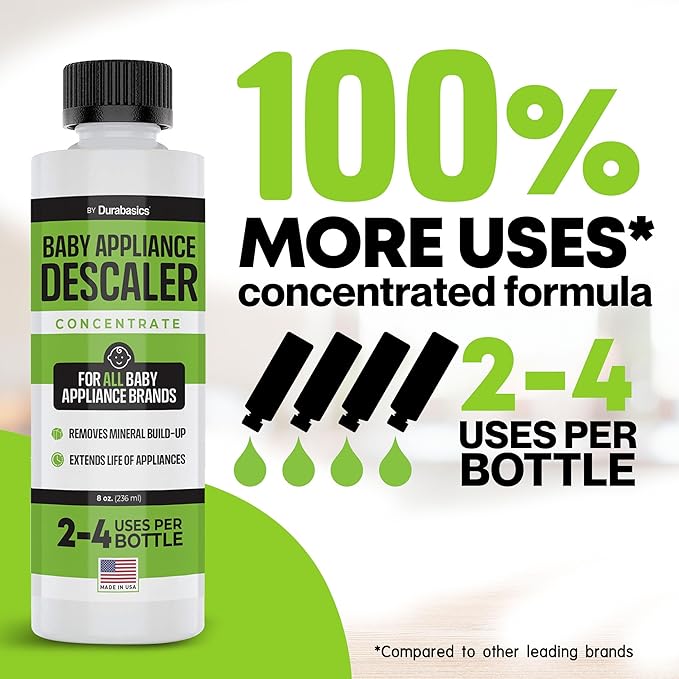 [2 Pack] Descaler for Baby Bottle Sterilizer - Baby Appliance Descaler - Made in USA - Effective Yet Gentle - Odorless - Removes Mineral Build Up - Compatible with All Appliances - Citric Acid - 16Oz