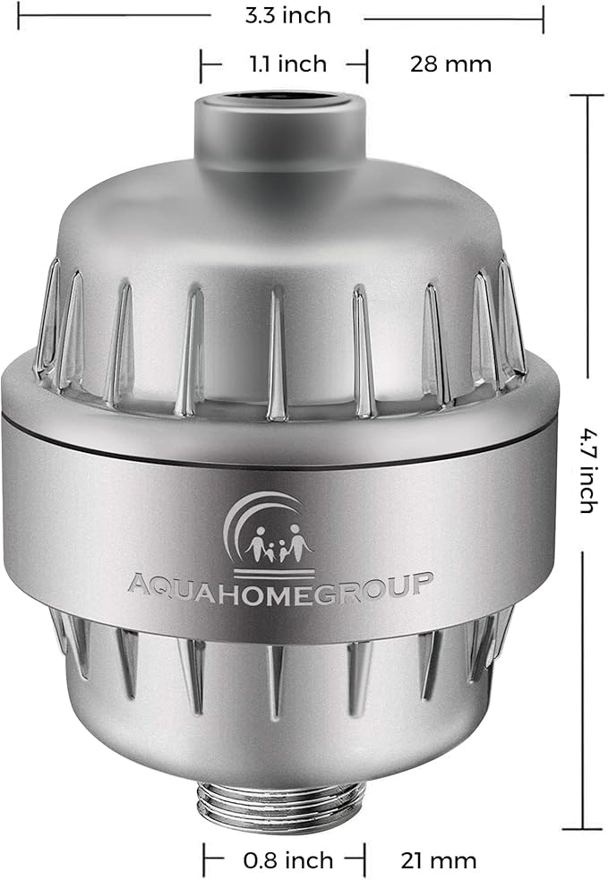 AquaHomeGroup 20 Stage Shower Head Filter with Vitamin C E A - High Output Water Filters to Remove Chlorine and Fluoride - 2 Cartridges Included - Consistent Flow Showerhead Filter
