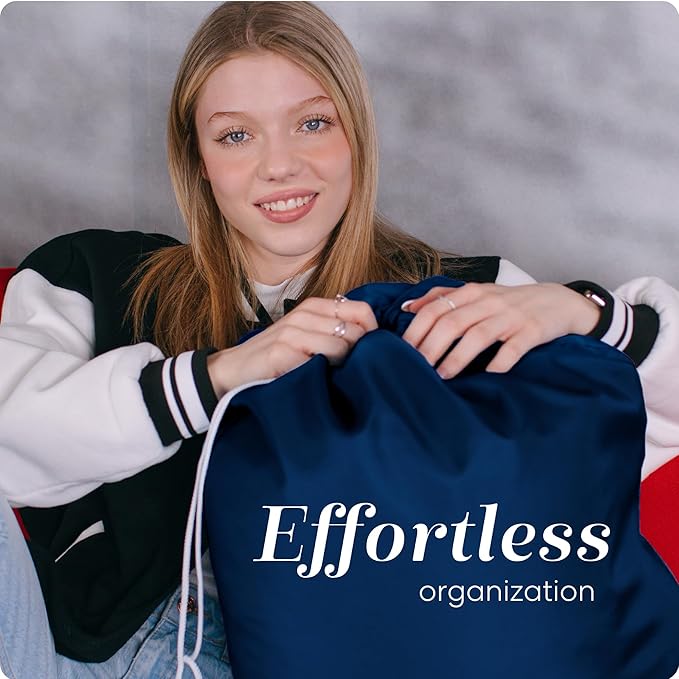 Nylon XL Laundry Bag - Locking Drawstring Closure, Machine Washable, These Large Bags Will Fit a Laundry Basket and Strong Enough to Carry up to Two Loads of Clothes (Navy Blue | 22" x 32")