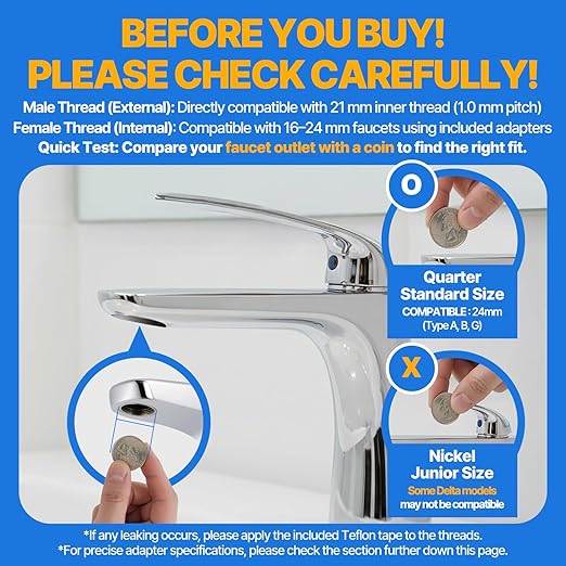 Cleansing Washbasin Faucet Filter Inspired by Korea's Beauty Culture - Pure Carbon Filters for Bathroom & Kitchen Water (1 Year Supply) (AJ8310C-SET-1YR)