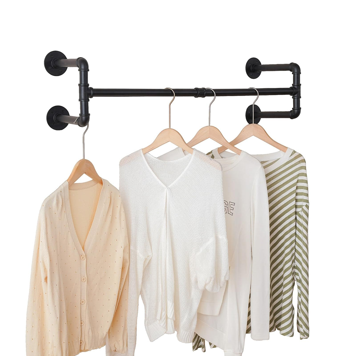Industrial Pipe Clothes Rack Wall Mounted,Heavy Duty - Image 1