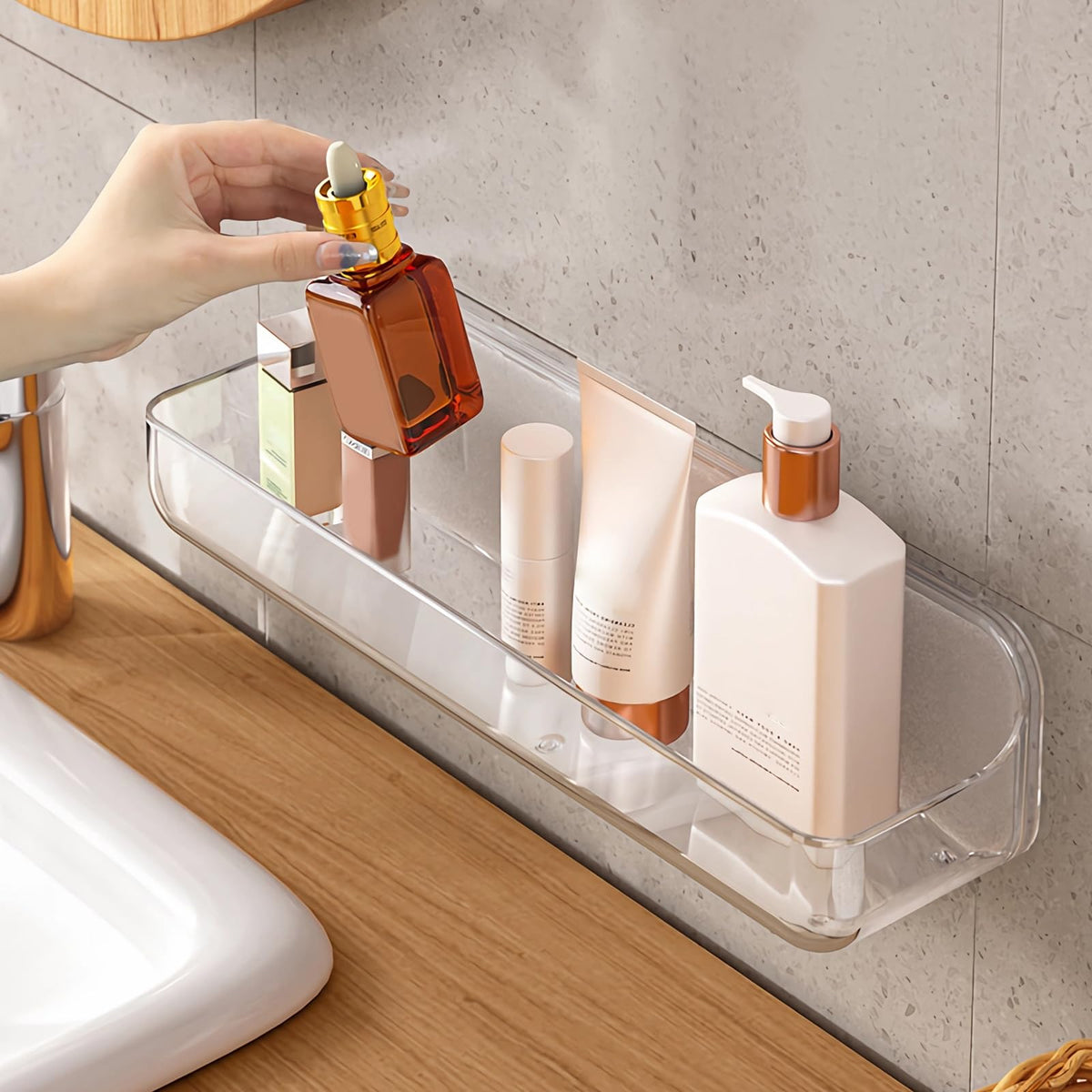 Diesisa Acrylic Wall Mounted Shower Caddy, Large - Image 1