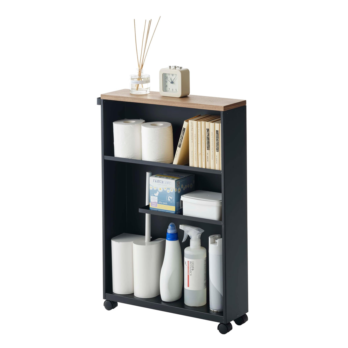 YAMAZAKI Home Slim Rolling Storage Cart – Narrow Bathroom Storage - Image 1