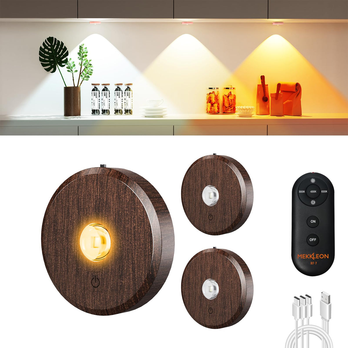 Puck Lights With Remote Control - Rechargeable, Wireless Under - Image 1