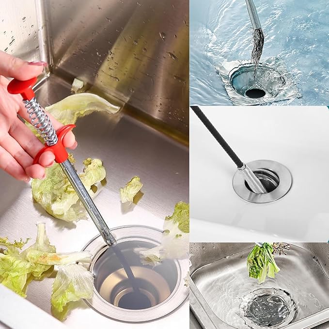 Drain Snake Hair Drain Clog Remover Tool - 116 inch Sink Drain Cleaner for Toilet Sewer Shower Kitchen Bathroom Tub Clogged Drains Opener Cleaning Tool