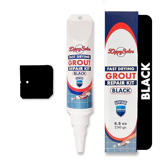 Tile Grout, Repair Kit, Restore & Renew Tile Joints Line, Fast Drying Tile Grout Paint Squeeze Tube for Bathroom Shower Kitchen Floor, Waterproof (8.8 oz, Black)