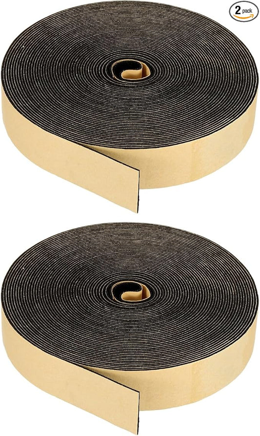 PATIKIL Foam Insulation Tape, 2Pcs 1-3/16" W x 1/16" t x 32.8FT Self Adhesive Weather Stripping Door Seal Strip for Door Window Air Conditioning, Black