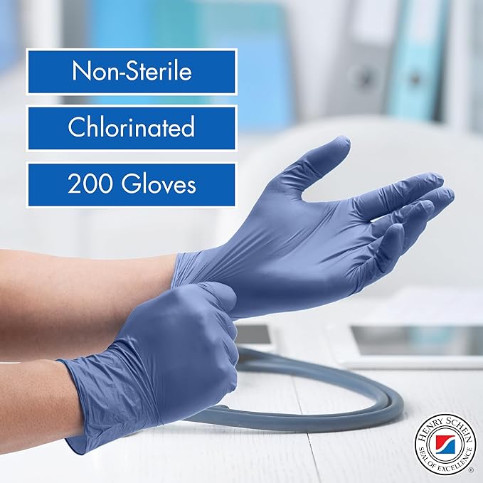 Henry Schein Criterion N200 Nitrile Exam Gloves, Latex-Free, Textured, Blue, Disposable, Ambidextrous, 200/Box