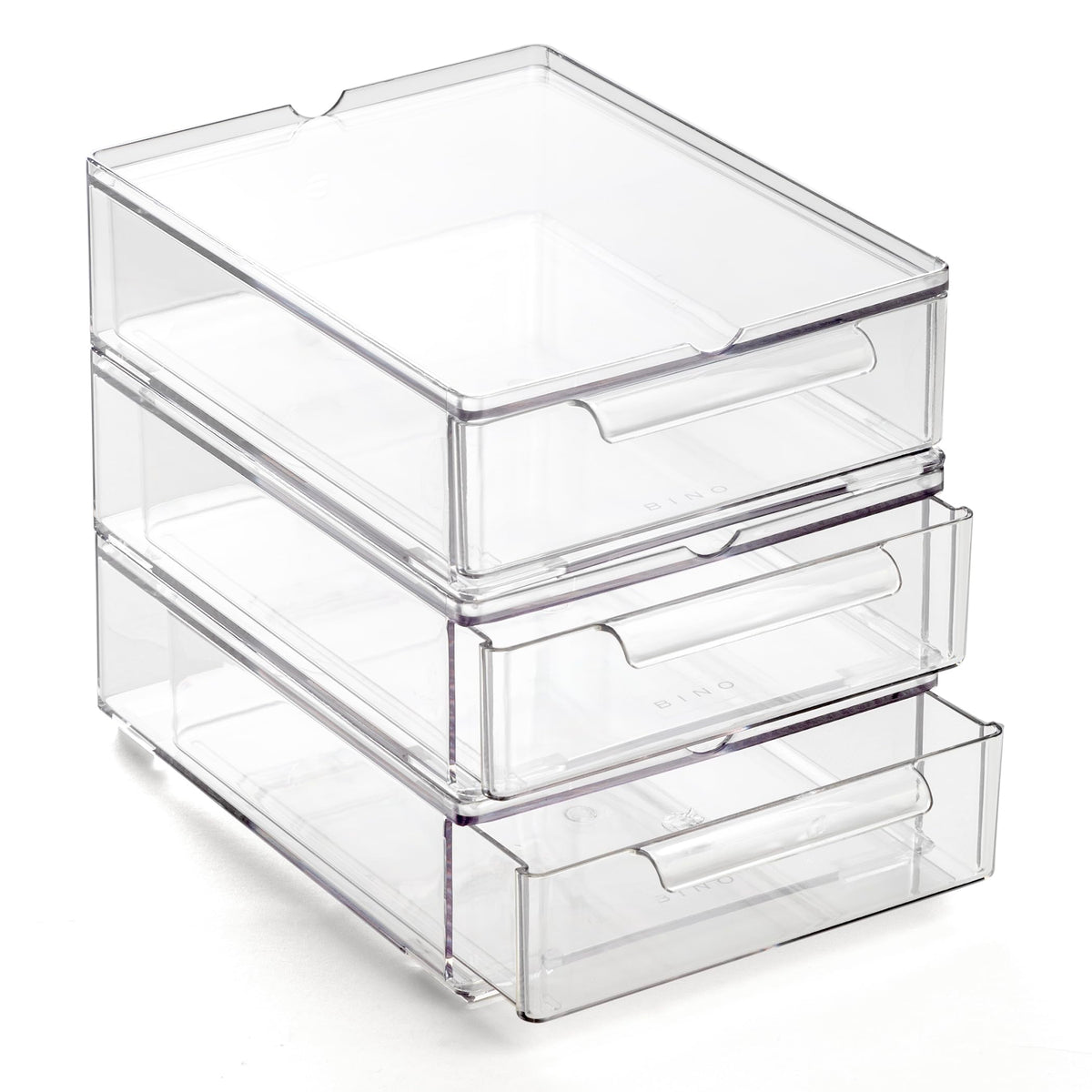 BINO | Clear Stackable Storage Drawers, Small - 3 Pack | Clear - Image 1