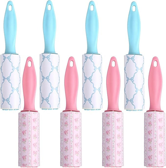 Zhehao 8 Pcs Mini Lint Rollers for Pet Hair Travel Size Clothes Sticky Lint Removers Blue Pink Roller Hair Removal Tools for Dog, Cat, Furniture, Travelers, Pet Owners