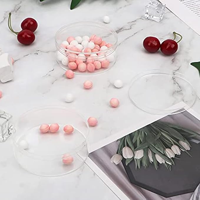 KissYou Small Acrylic Box Round Storage Box with Lid Clear Round Flower Boxes Transparent Circle Plastic Box with Lids Home & Office Wedding Display Box