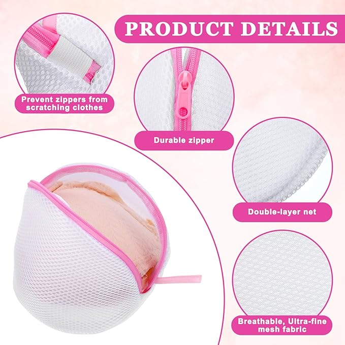 2PCS Bra Washing Bags for Laundry, Mesh Wash Bag for Bras with Zipper Lingerie Brassiere Wash Bags for Women Underwear Storage Bag for Washing Delicates