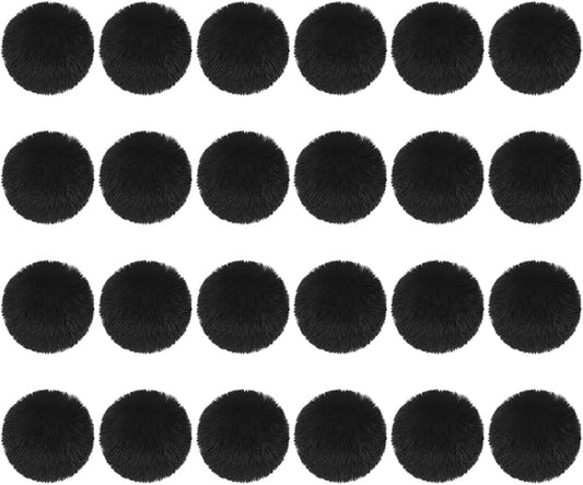 PATIKIL Faux Fur Pom Poms for Hats, 24 Pcs Fluffy Soft Fur Poms Balls with Elastic Loop for Keychain Knitting Hats DIY Scarves Gloves Bag Christmas, Black