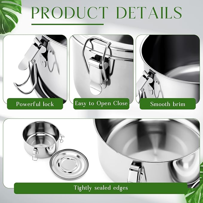 4 Pcs Stainless Steel Bento Box 36 oz Reusable 304 Stainless Steel Food Storage Containers with Lockable Clips to Leak Proof, Dishwasher Safe