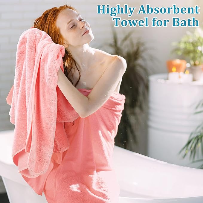 Moukeren 18 Pcs Microfiber Bath Towel Set 6 Bath Towels 6 Hand Towels 6 Washcloths Soft Coral Velvet Highly Absorbent Bathroom Towel for Fitness Sports Yoga Travel(Cute Colors)