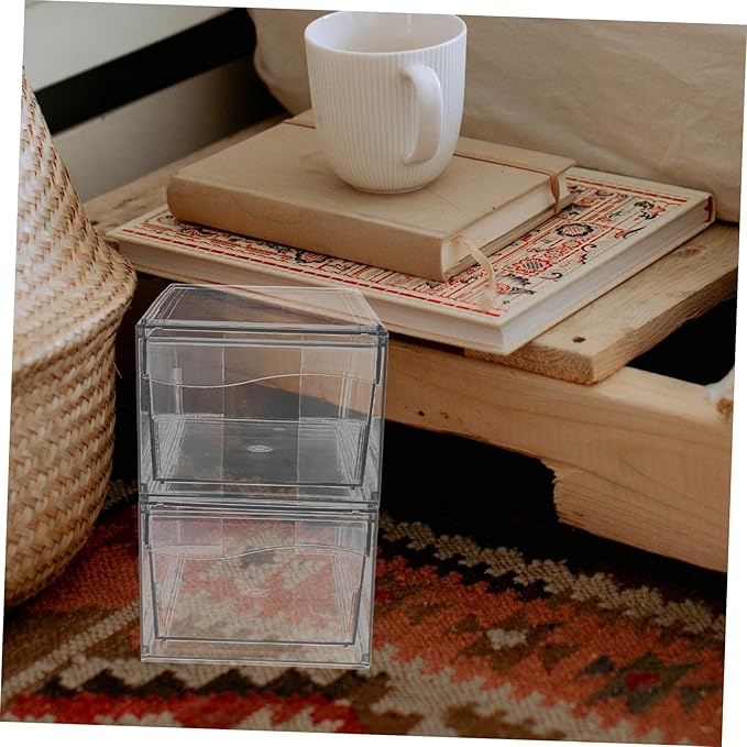 2pcs Acrylic Cosmetic Storage Box Removable Stackable Makeup Organizer for Bathroom Vanity and Desk Design for Efficient Organization