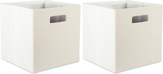 DII Poly-Cube Storage Collection Hard Sided, Collapsible Solid, Large, Off White (Pack of 2)