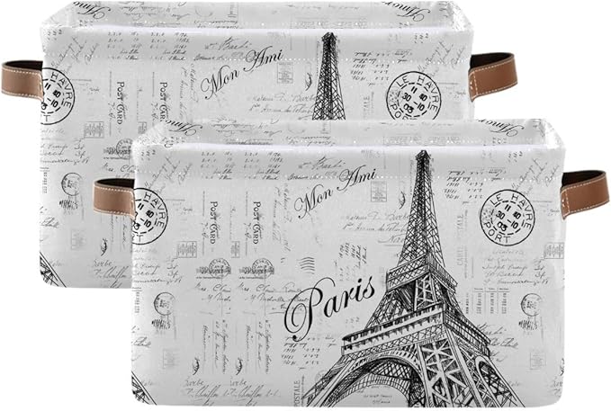 Storage Basket Paris Eiffel TowerStorage Bin Cube with Handles Foldable Storage Baskets for Shelves Living Room Home Decor 1PC