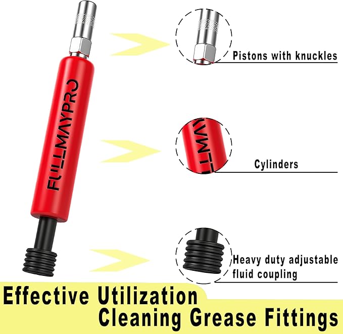 Grease Fitting Cleaning Tool,Zerk Fitting Cleaning Tool,Cleans and Rinse Off Old Dried Grease from with Penetrating Fluid &Hydraulic Pressure for Pins Shafts Bushings Joints