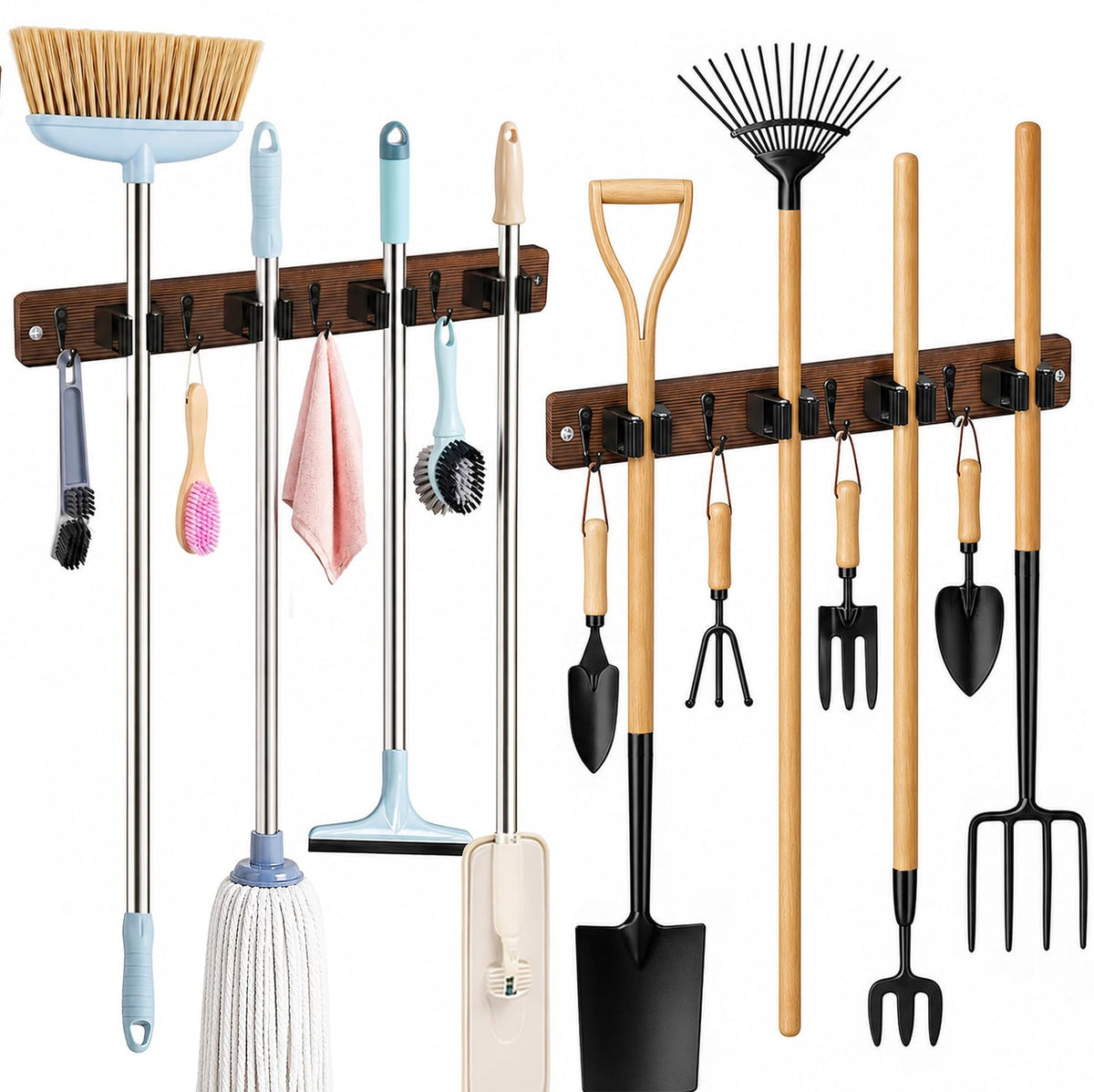 AceMining 2 Pack Broom Holder Wall Mount, 4 Holders 4 - Image 1