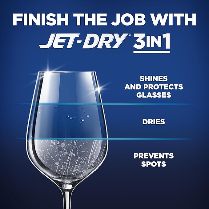 Finish Jet-Dry Dishwasher Rinse Aid, Compatible with Dishwasher Detergent, Prevents Spots & Residues, Dries, Shine & Protects, 8.45 oz, 80 Washes.
