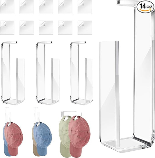 4pcs Cap Organizer with 10 Adhesive Backing Space-Saving 2 Ways to Use Storage for Hats, Bags, Umbrellas, Jewelry, and More, Perfect for Home Organization