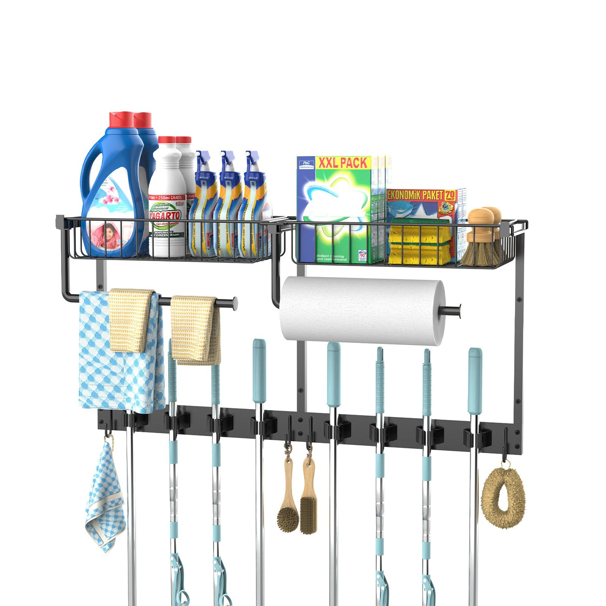 Broom Holder Wall Mount with Paper Towel Holder& | Home Organization - Image 1