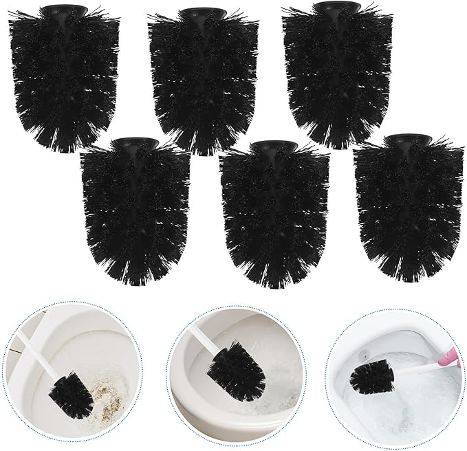 10pcs Replaceable Toilet Brush Heads Stainless Steel Heavy Duty Scrub Brush Replacement Refills for Bathroom and Hotel Toilet Cleaning Tool 75x100mm Black