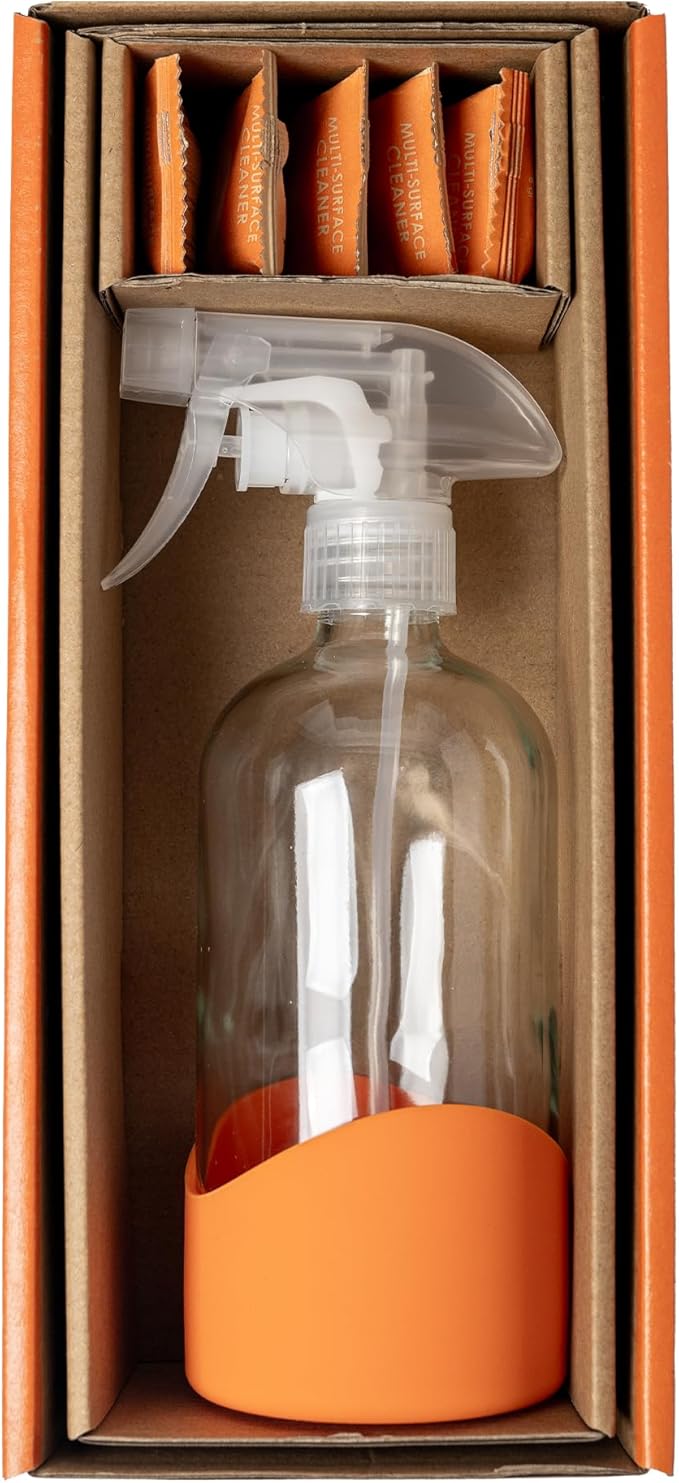 Multi-Surface Cleaner Starter Kit | Refillable Glass Spray Bottle + 6 Water-Soluble Tabs