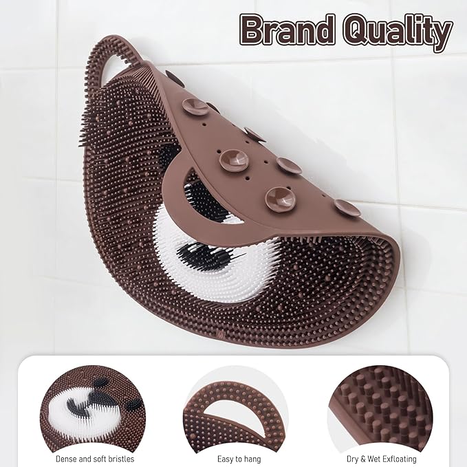 Foot Scrubber Mat in Shower 2 Pack Large - Silicone Foot Bath Exfloating Feet Deep Clean Brush Massager Acupressure Pad Improve Circulation & Feet Relief for Men Women Kids Children Cf&Gy