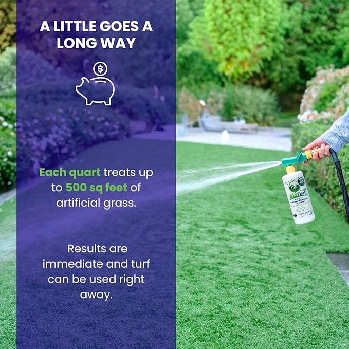BioTurf BioS+ Odor Eliminator Concentrate Kit – Artificial Turf Cleaner for Dog Urine & Feces – Outdoor Yard Deodorizer Enzyme – Includes 1 Gallon, 32oz Spray Bottle & Hose Attachment