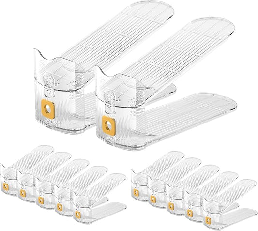 CiBiZi Clear Shoe Slots Organizers 12Pack Shoe Stacker Organizer for Closet Shoe Stackers for a Pair of Shoes Shoe Display Shelf Shoe Rack Holders Space Saver Organizador de Zapatos (Clear)