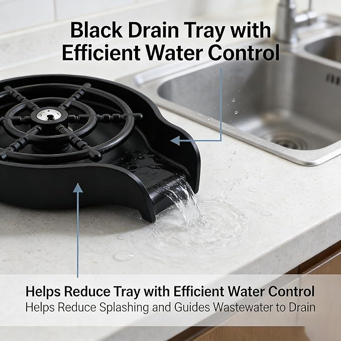 Glass Rinser for Sink, Upgrade Faucet Glass Rinser Head with Tray, High Pressure 360° Rotating Spray Cup Washer Bottle Cleaner, Stainless Steel Bar Sink Accessories for Kitchen Cafe Restaurant