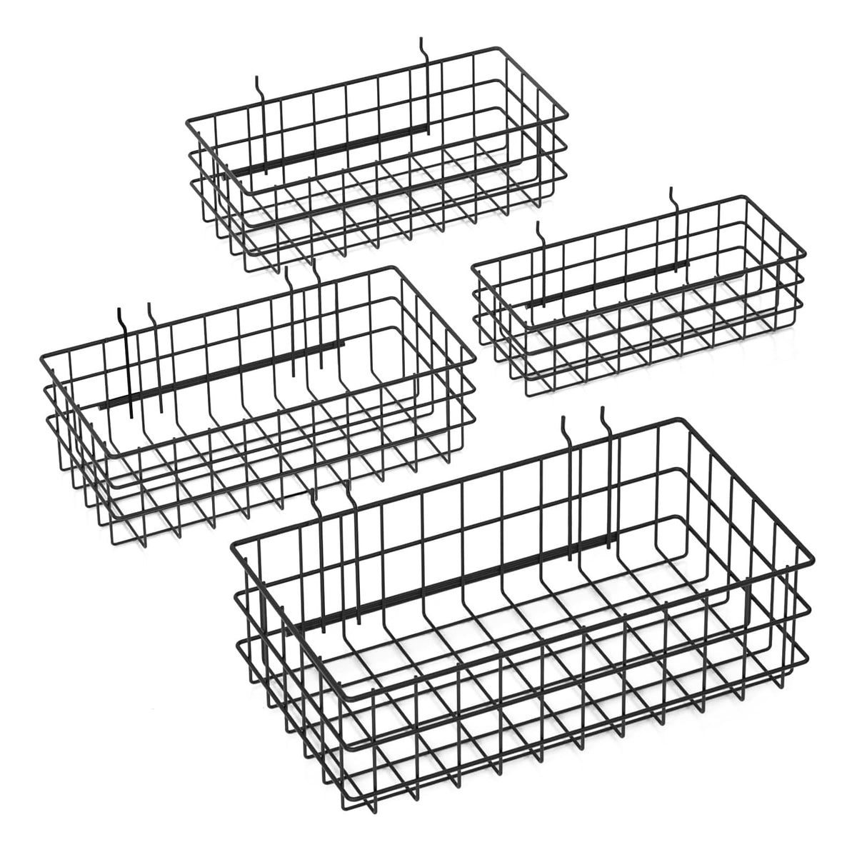 4 Pack Metal Pegboard Baskets Organizer Hooks for Garage Workshop - Image 1