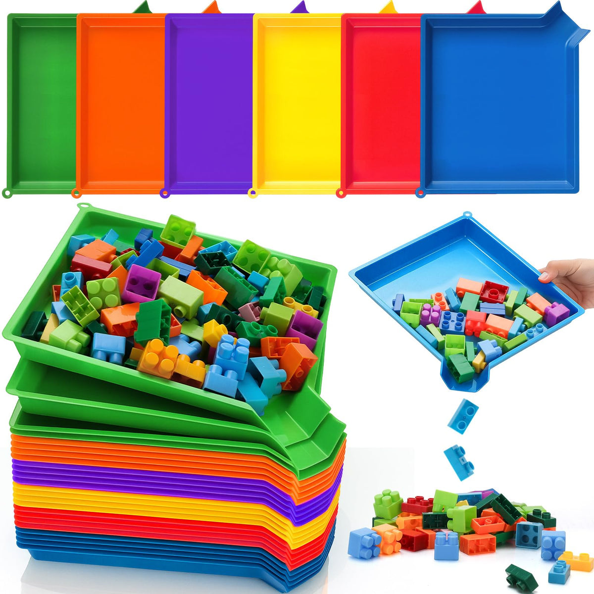 Reallnaive 24 Pcs Plastic Art Sorting Funnel Trays, Bright Color - Image 1