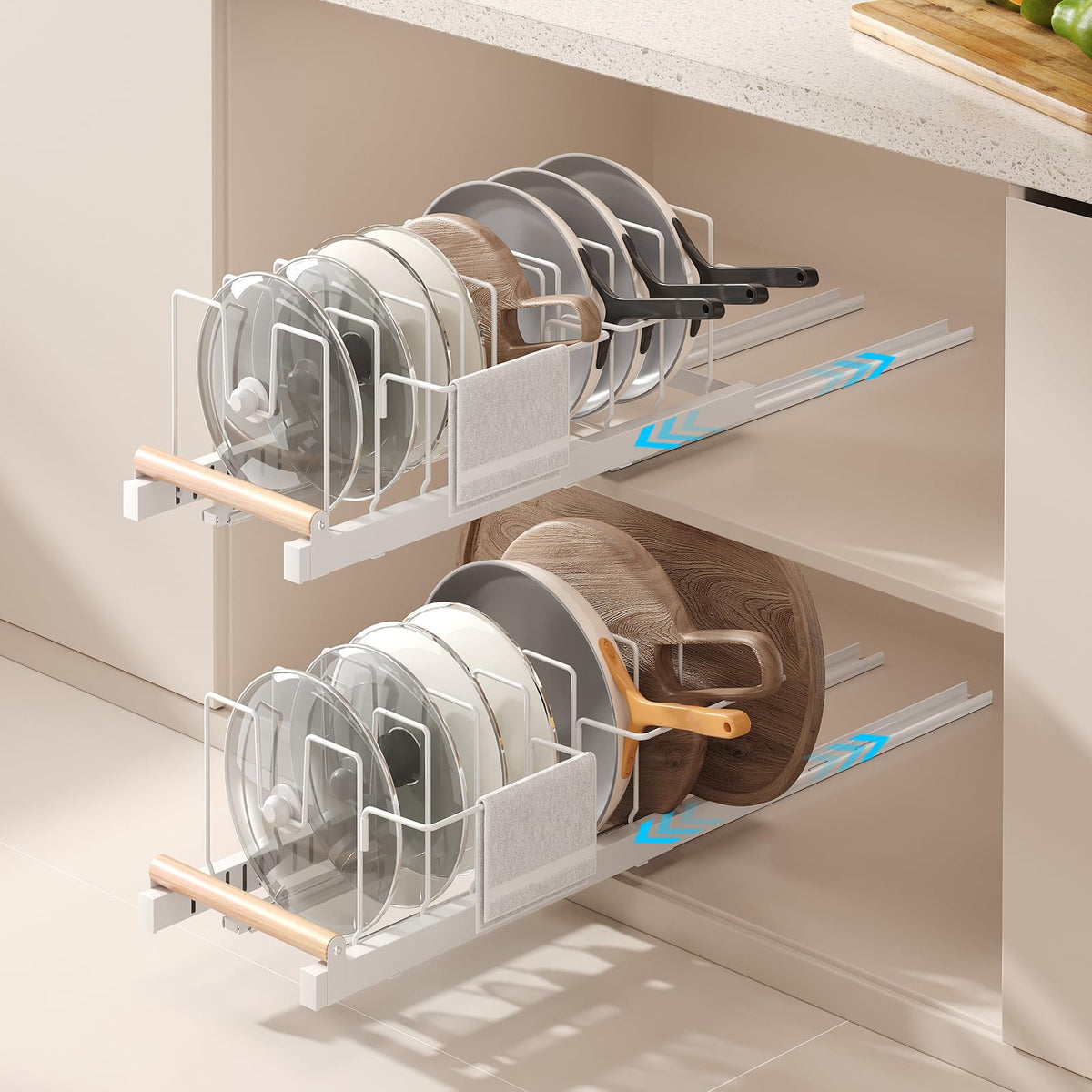 Magheo 2 Pack Pull Out Pots and Pans Organizer Under - Image 1