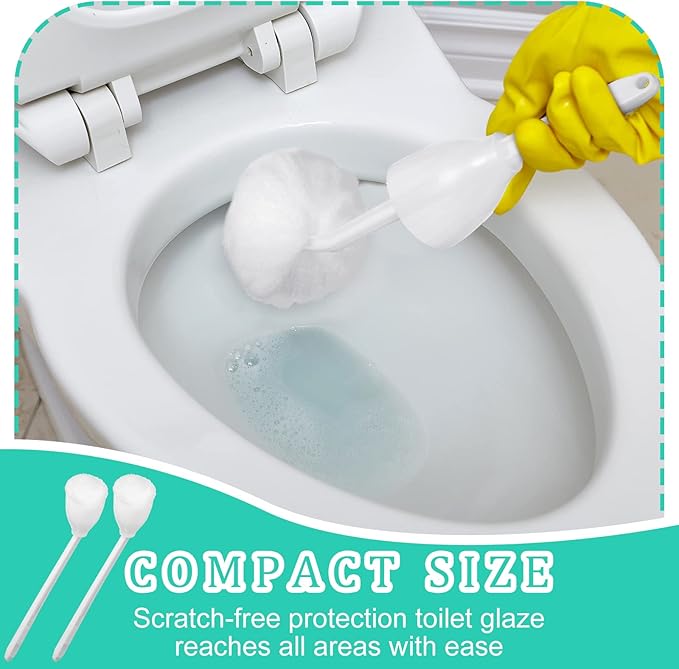 Eaasty Toilet Bowl Mop Toilet Bowl Brush White Soft Swab Bathroom Brush with Holder Long Handle Cleaning Scrubber Bathroom Accessories(8 Pcs)