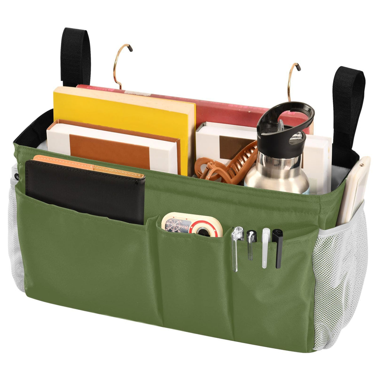 YETTASBIN Olive Green Bedside Caddy Hanging Storage - Image 1