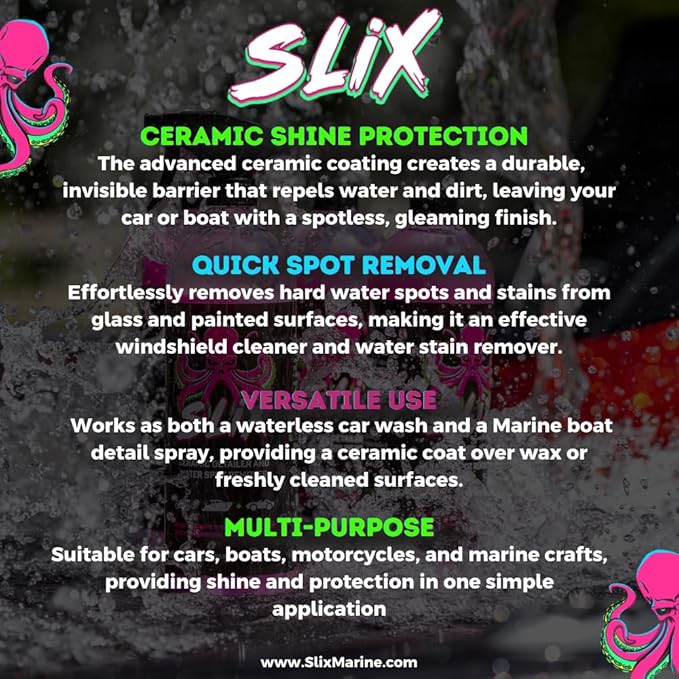 Car and Boat Ceramic Detailing Spray | Hard Water Spot Remover | Surface Cleaner | Car, Boat, Marine ATV/UTV and Motorcycle Wax | Professional Grade Detailer | 32 FL Oz