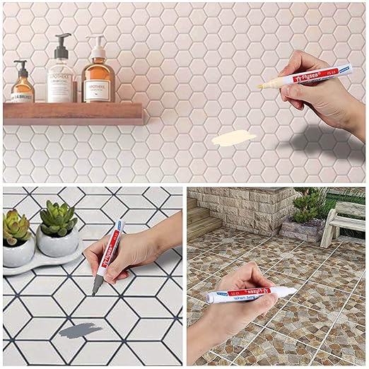 5 Pieces Grout Tile Pen Repair Pen,Renew Tile Lines, Restoring Tile Wall Floor Bathrooms and Kitchen(Beige)