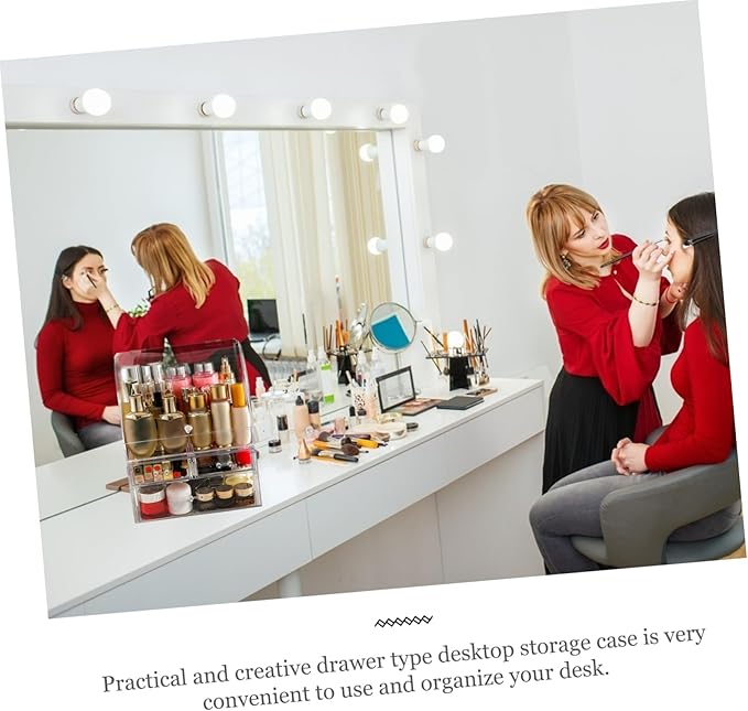 Makeup Storage Case Dividers Tabletop Cosmetic Container Makeup Bin Lid Storage Boxes