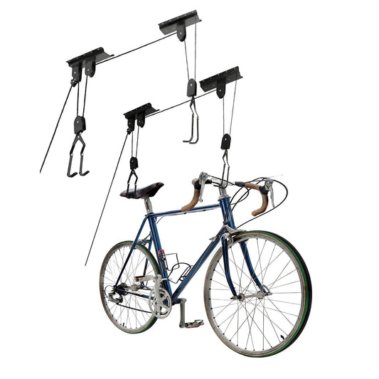 Ceiling Mount Bike Hoist Set of 2 Bike Hangers Pulley System - Image 1
