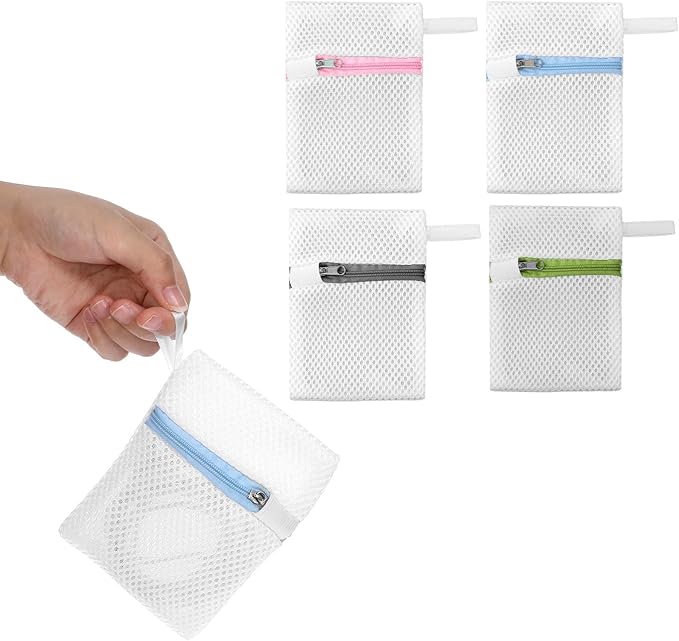 4 Pcs Laundry Pod Anti-Sticking Bag, Polyester Scent Beads Wash Bag, Small Mesh Laundry Bags for Most Washing Machine(5.1 x 3.9 Inch)