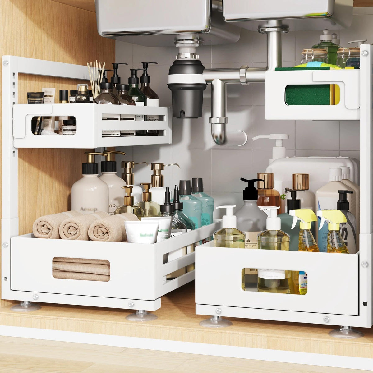 2 Pack Under Sink Organizer,Pull Out Cabinet Organizer - Image 1